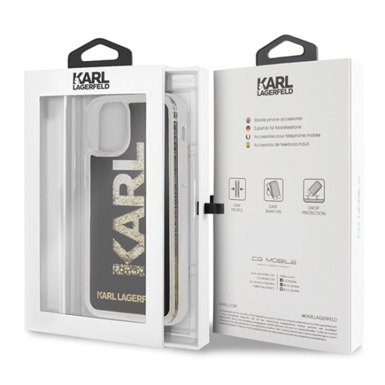 Karl Lagerfeld Karl Logo Glitter series Back Case KLHCN61KAGBK priekš Apple iPhone 11 - Melns - silikona-plastikāta aizmugures apvalks / maciņš