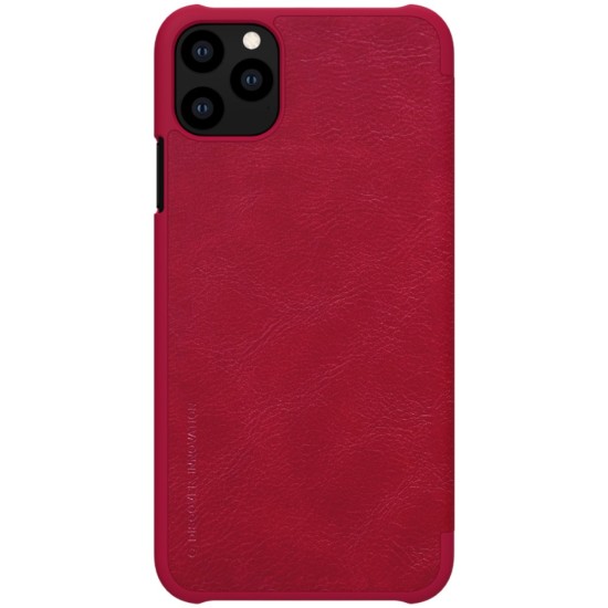 NILLKIN Qin Series Card Holder Leather Flip Case priekš Apple iPhone 11 Pro - Sarkans - sāniski atverams maciņš (ādas maks, grāmatiņa, leather book wallet case cover)