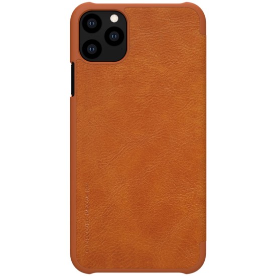 NILLKIN Qin Series Card Holder Leather Flip Case priekš Apple iPhone 11 Pro - Brūns - sāniski atverams maciņš (ādas maks, grāmatiņa, leather book wallet case cover)