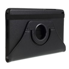 360 Rotary Litchi Skin Leather Cover w/ Stand priekš Samsung Galaxy Tab A 8.0 (2019) T290 / T295 - Melns - sāniski atverams maciņš ar stendu