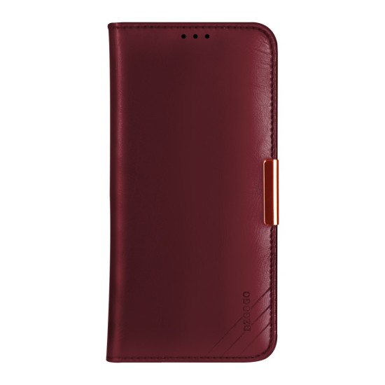 Dzgogo Royale II series priekš Samsung Galaxy Note 10 N970 - Sarkans - dabīgās ādas maciņš sāniski atverams ar stendu (maks, grāmatiņa, genuine leather book wallet case cover stand)