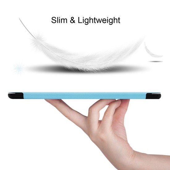 Tri-fold Stand PU Smart Auto Wake/Sleep Leather Case priekš Samsung Galaxy Tab S6 T860 / T865 - Gaiši Zils - sāniski atverams maciņš ar stendu