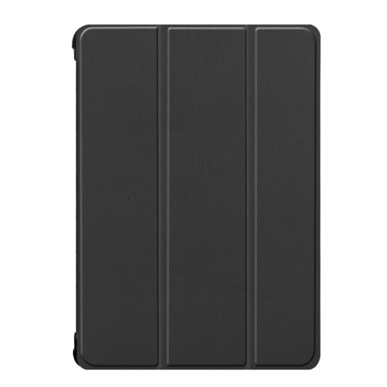 Tri-fold Stand PU Smart Auto Wake/Sleep Leather Case priekš Lenovo Tab P10 X705 - Melns - sāniski atverams maciņš ar stendu
