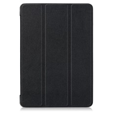 Tri-fold Stand PU Smart Auto Wake/Sleep Leather Case priekš Lenovo Tab E10 X104 - Melns - sāniski atverams maciņš ar stendu