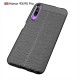 Litchi Skin PU Leather Coated TPU Mobile Phone Case priekš Huawei P Smart Pro (2019) - Melns - ādas imitācijas triecienizturīgs silikona aizmugures apvalks (maciņš, bampers, vāciņš, slim cover, bumper, back case)