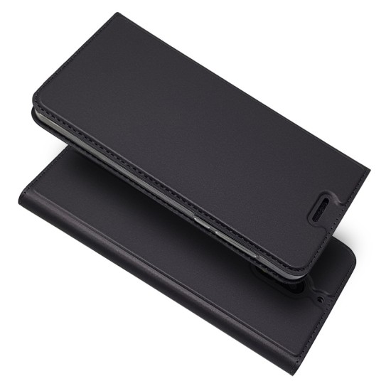 Magnetic Adsorption Leather Flip Stand Case with Card Holder priekš Nokia 6 - Melns - sāniski atverams maciņš ar magnētu un stendu (ādas maks, grāmatiņa, leather book wallet case cover stand)