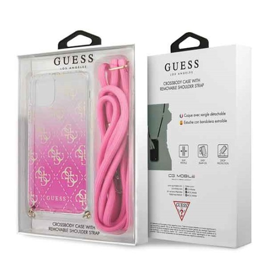Guess 4G Gradient with Strap Back Case GUHCN61WO4GPI для Apple iPhone 11 - Розовый - пластиковый чехол-накладка / бампер