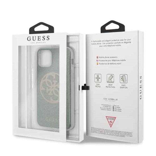 Guess 4G Circle Glitter series GUHCN65PCUGLKA priekš Apple iPhone 11 Pro Max - Zaļš - silikona-plastikāta  apvalks / maciņš