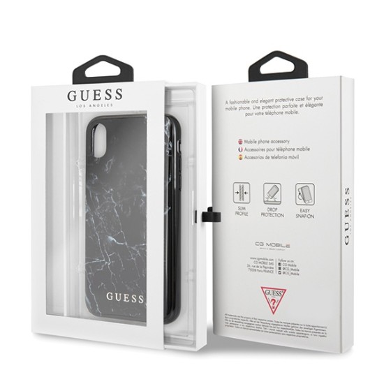 Guess Marble series GUHCI61PCUMABK priekš Apple iPhone XR - Melns - silikona aizmugures apvalks (bampers, vāciņš, slim TPU case cover, bumper)