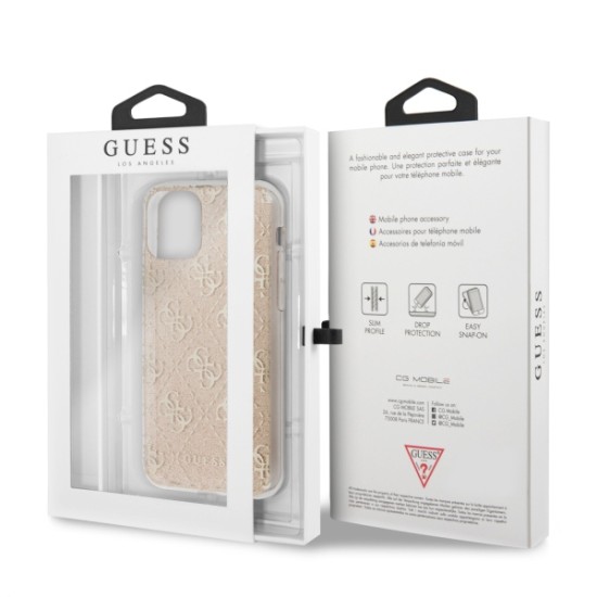 Guess 4G Glitter series Back Case GUHCN58PCU4GLGO priekš Apple iPhone 11 Pro - Zelts - silikona-plastikāta  apvalks / maciņš