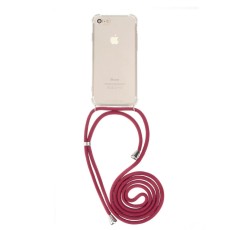 Forcell Cord Case для Samsung Galaxy A71 A715 - Красный шнурок - прозрачный противоударная силиконовая накладка / бампер с верёвкой-шнурком