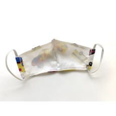 Bērnu (2-5 gadi) vairākas reizes lietojamas kokvilna auduma Sejas Maska - Mašīnas (stiprinās aiz ausīm) - (Protective cotton face mask)