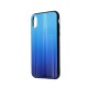 Aurora Glass Back Case priekš Apple iPhone X / XS - Gaiši Zils - silikona un stikla aizmugures apvalks (bampers, vāciņš, TPU back cover, bumper shell)
