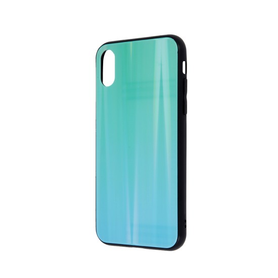 Aurora Glass Back Case priekš Apple iPhone XR - Tirkīzs - silikona un stikla aizmugures apvalks (bampers, vāciņš, TPU back cover, bumper shell)