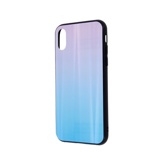 Aurora Glass Back Case priekš Samsung Galaxy A70 A705 - Zils / Rozā - silikona un stikla aizmugures apvalks (bampers, vāciņš, TPU back cover, bumper shell)