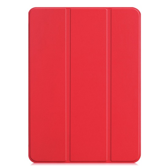 Tri-fold Stand PU Smart Auto Wake/Sleep Leather Case priekš Apple iPad Pro 11 (2018) / Air 4 (2020) / Air 5 (2022) / Air 11 (2024) - Sarkans - sāniski atverams maciņš ar stendu