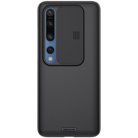 Nillkin CamShield Slide Camera Back Hard Case Cover priekš Xiaomi Mi 10 5G / Mi 10 Pro 5G - Melns - plastikas aizmugures apvalks / bampers ar kameras aizsargmehānismu