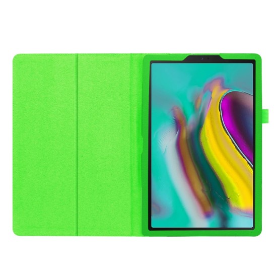 Litchi Texture Leather Stand Protective Case priekš Samsung Galaxy Tab A 10.1 (2019) T510 / T515 - Zaļš - sāniski atverams maciņš ar stendu