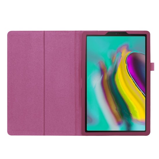 Litchi Texture Leather Stand Protective Case priekš Samsung Galaxy Tab A 10.1 (2019) T510 / T515 - Violets - sāniski atverams maciņš ar stendu