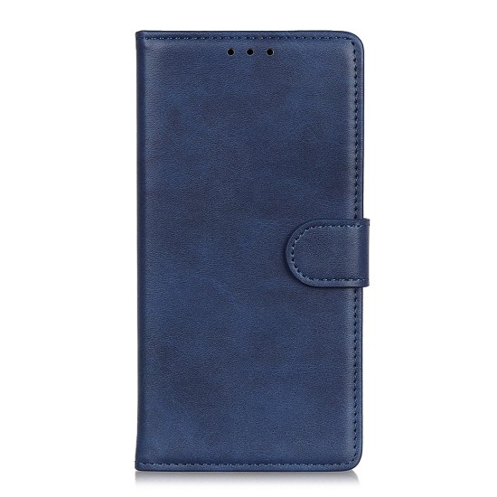 Matte Skin PU Leather Wallet Stand Book Case priekš LG K40s X430 - Tumši Zils - sāniski atverams maciņš ar stendu