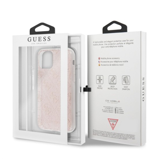 Guess 4G Glitter series Back Case GUHCN65PCU4GLPI priekš Apple iPhone 11 Pro Max - Rozā Zelts - silikona-plastikāta  apvalks / maciņš