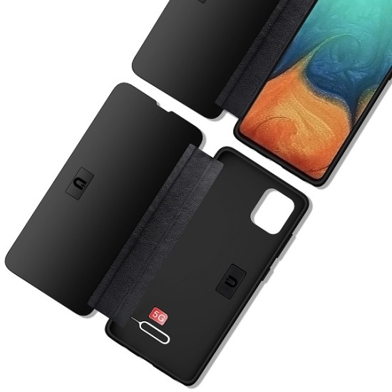 Eco Leather Book Case priekš Samsung Galaxy Note 10 Lite N770 - Melns - mākslīgās ādas maciņš ar magnētu / sāniski atverama grāmatiņa