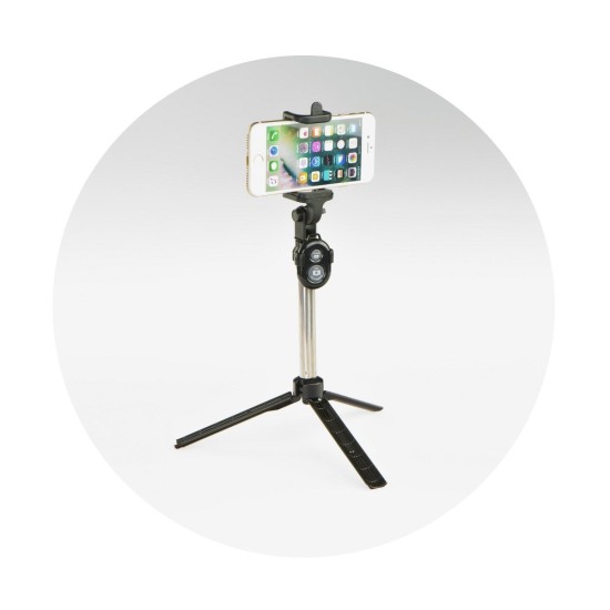 Blun Bluetooth remote control Selfie Stick with Tripod - Melns - Selfie monopod Teleskopisks Universāla stiprinājuma statīvs