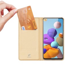 Dux Ducis Skin Pro series priekš Samsung Galaxy A21s A217 - Zelts - sāniski atverams maciņš ar magnētu un stendu (ādas maks, grāmatiņa, leather book wallet case cover stand)