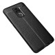 Litchi Skin PU Leather Coated TPU Mobile Phone Case priekš Xiaomi Redmi Note 9 - Melns - ādas imitācijas triecienizturīgs silikona aizmugures apvalks (maciņš, bampers, vāciņš, slim cover, bumper, back case)