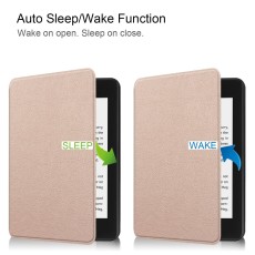 PU Leather Flip Case Smart Auto Wake/Sleep priekš Amazon Kindle Paperwhite 4 (2018) - Rozā Zelts - sāniski atverams maciņš ar stendu