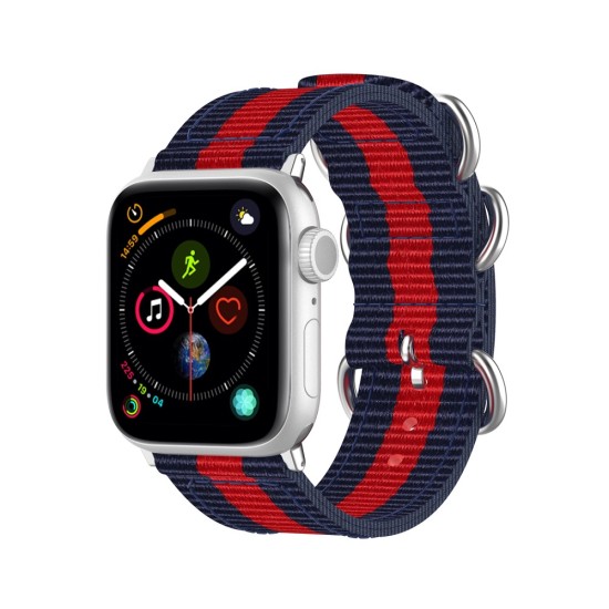 Nylon Canvas Smart Watch Replacement Strap priekš Apple Watch 42 / 44 / 45 mm / Ultra 49 mm - Zils / Sarkans - neilona siksniņas (jostas) pulksteņiem