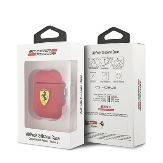 Ferrari Silicone Case FESACCSILSHRE priekš Apple Airpods - Sarkans - silikona apvalks bezvadu austiņu lādēšanas ierīcei