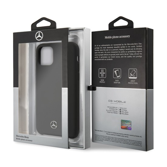 Mercedes Benz Silicone series MEHCP12SSILBK priekš Apple iPhone 12 mini - Melns - silikona aizmugures apvalks / bampers-vāciņš