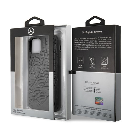Mercedes Benz Bow Line series Hardcase MEHCP12SDIQBK priekš Apple iPhone 12 mini - Melns - silikona aizmugures apvalks / bampers-vāciņš