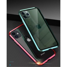 Magnetic Full Glass Back Case priekš Samsung Galaxy Note 20 Ultra N986 - Sarkans - alumīnija bampers ar priekšējo un aizmugurējo aizsargstiklu