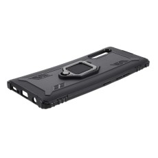 Finger Ring Kickstand TPU Protective Back Case priekš LG Velvet G900 - Melns - triecienizturīgs silikona aizmugures apvalks ar gredzenu / bampers-vāciņš