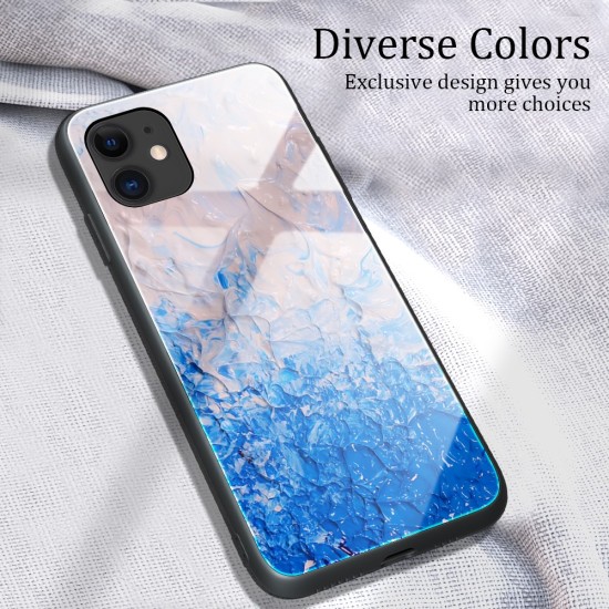 Marble Texture Glass Back Case priekš Apple iPhone 12 Pro Max - Style G - stikla aizmugures apvalks / bampers-vāciņš
