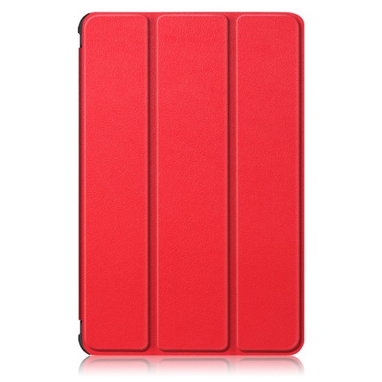 Tri-fold Stand PU Smart Auto Wake/Sleep Leather Case priekš Samsung Galaxy Tab S7 T870 / T875 / Tab S8 X700 / X706 - Sarkans - sāniski atverams maciņš ar stendu