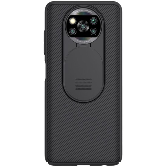 Nillkin CamShield Slide Camera Back Hard Case Cover priekš Xiaomi Poco X3 NFC / X3 Pro - Melns - plastikas aizmugures apvalks / bampers ar kameras aizsargmehānismu
