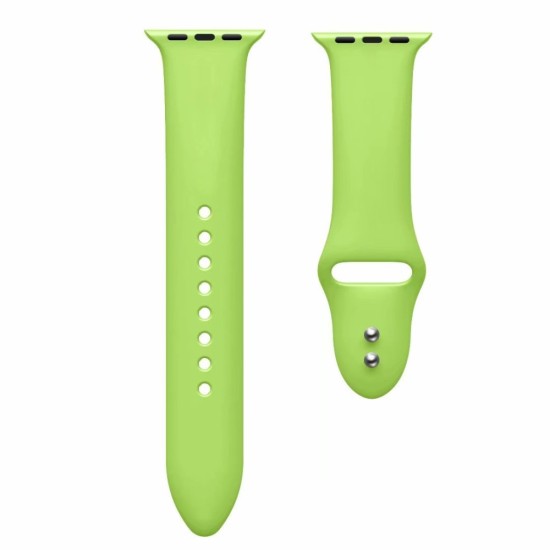 Dual Pin Buckle Silicone Watch Strap priekš Apple Watch 42 / 44 / 45 mm / Ultra 49 mm - Zaļš - silikona siksniņa priekš pulksteņiem ar divām saspraudēm