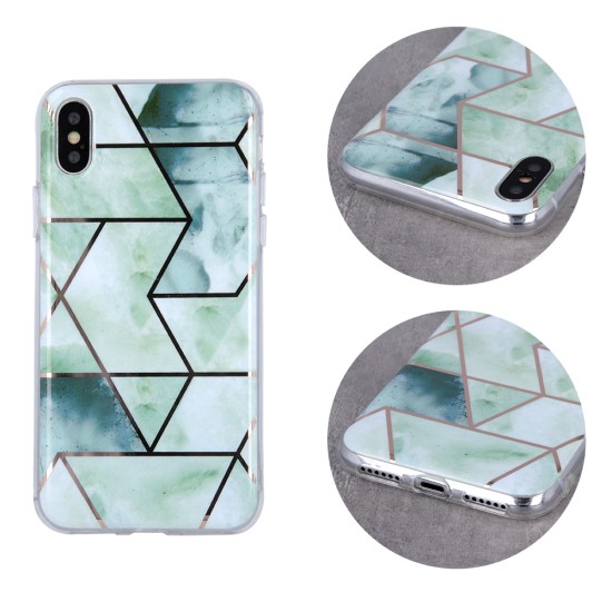 Geometric Marmur Back Case priekš Apple iPhone 12 mini - Zaļš - silikona aizmugures apvalks / bampers-vāciņš