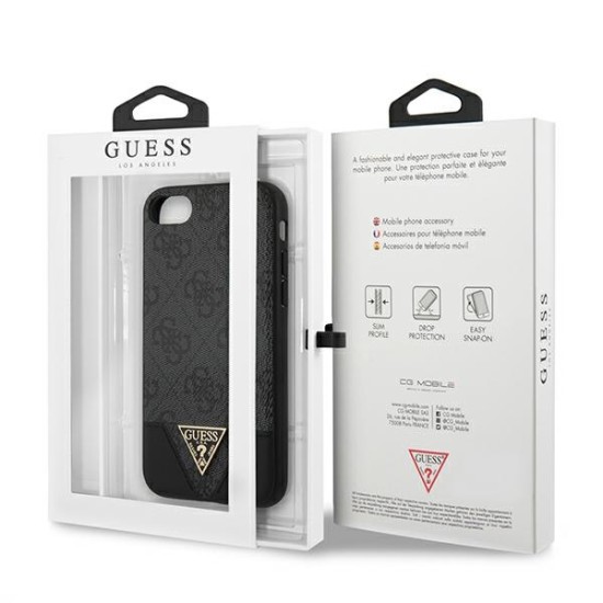 Guess Triangle Collection Back Case GUHCI8PU4GHBK priekš Apple iPhone 7 / 8 / SE2 (2020) / SE3 (2022) - Pelēks - mākslīgās ādas aizmugures apvalks / bampers-vāciņš