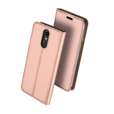 Dux Ducis Skin Pro series priekš LG K42 K420 / K52 K520 - Rozā Zelts - sāniski atverams maciņš ar magnētu un stendu