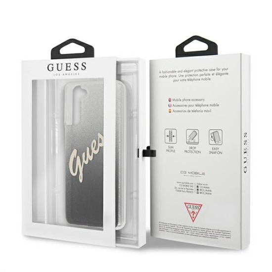 Guess Glitter Gradient series Back Case GUHCS21SPCUGLSBK priekš Samsung Galaxy S21 G991 - Melns - silikona-plastikāta aizmugures apvalks / bampers-vāciņš