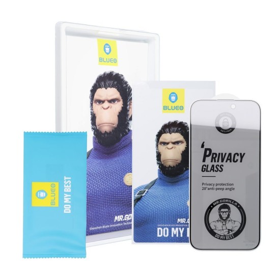 Mr. Monkey 5D Strong Privacy Anti-Peep Full Glue Tempered Glass protector priekš Apple iPhone 11 Pro Max / XS Max - Melns - Ekrāna Aizsargstikls / Bruņota Stikla Aizsargplēve