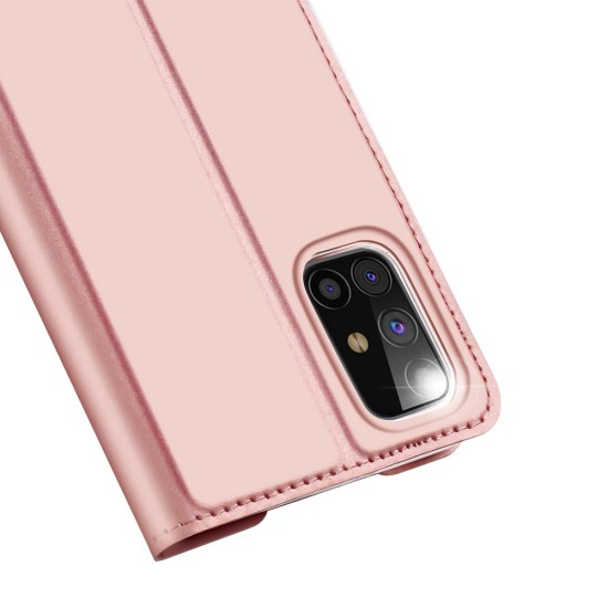 Dux Ducis Skin Pro series priekš Samsung Galaxy M51 M515 - Rozā Zelts - sāniski atverams maciņš ar magnētu un stendu