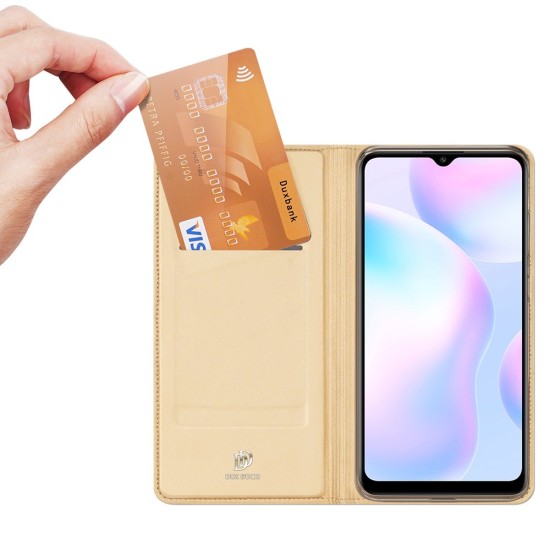 Dux Ducis Skin Pro series priekš Xiaomi Redmi 9A - Zelts - sāniski atverams maciņš ar magnētu un stendu