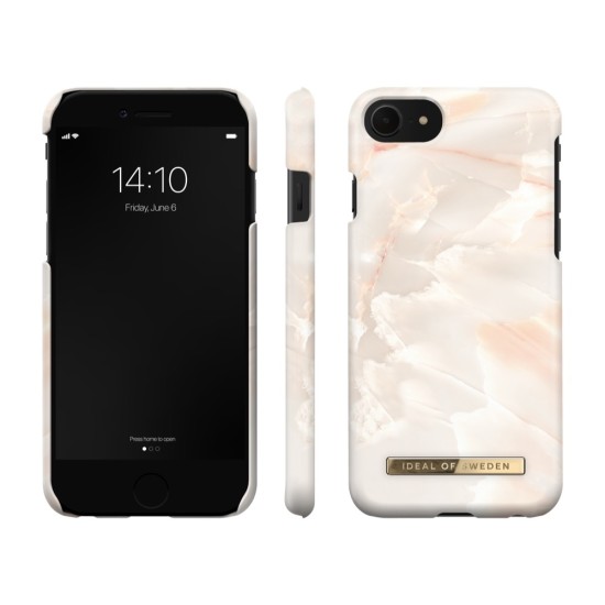 iDeal of Sweden Fashion SS21 Back Case priekš Apple iPhone 7 / 8 / SE2 (2020) / SE3 (2022) - Rose Pearl Marble - plastikāta aizmugures apvalks ar iebūvētu metālisku plāksni / bampers-vāciņš