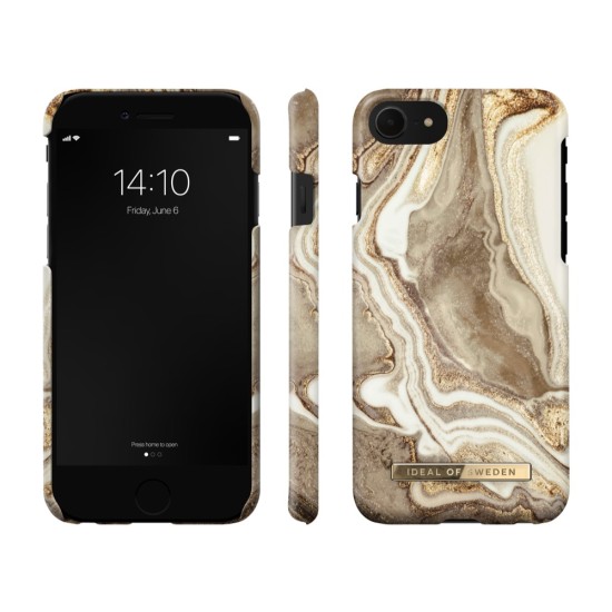 iDeal of Sweden Fashion GM19 Back Case для Apple iPhone 7 / 8 / SE2 (2020) / SE3 (2022) - Golden Sand Marble - пластиковый чехол-накладка с встроенной металической пластиной / бампер-крышка