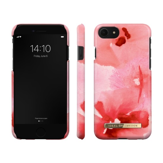 iDeal of Sweden Fashion SS21 Back Case priekš Apple iPhone 7 / 8 / SE2 (2020) / SE3 (2022) - Coral Blush Floral - plastikāta aizmugures apvalks ar iebūvētu metālisku plāksni / bampers-vāciņš